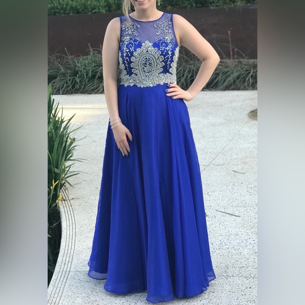 Cinderella Dark Blue Prom Dress Size 8 from Terry Costa